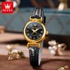 OLEVS New Womens Watches Leather Strap Quartz Watch Waterproof Luminous Watches For Women Simple Fashion