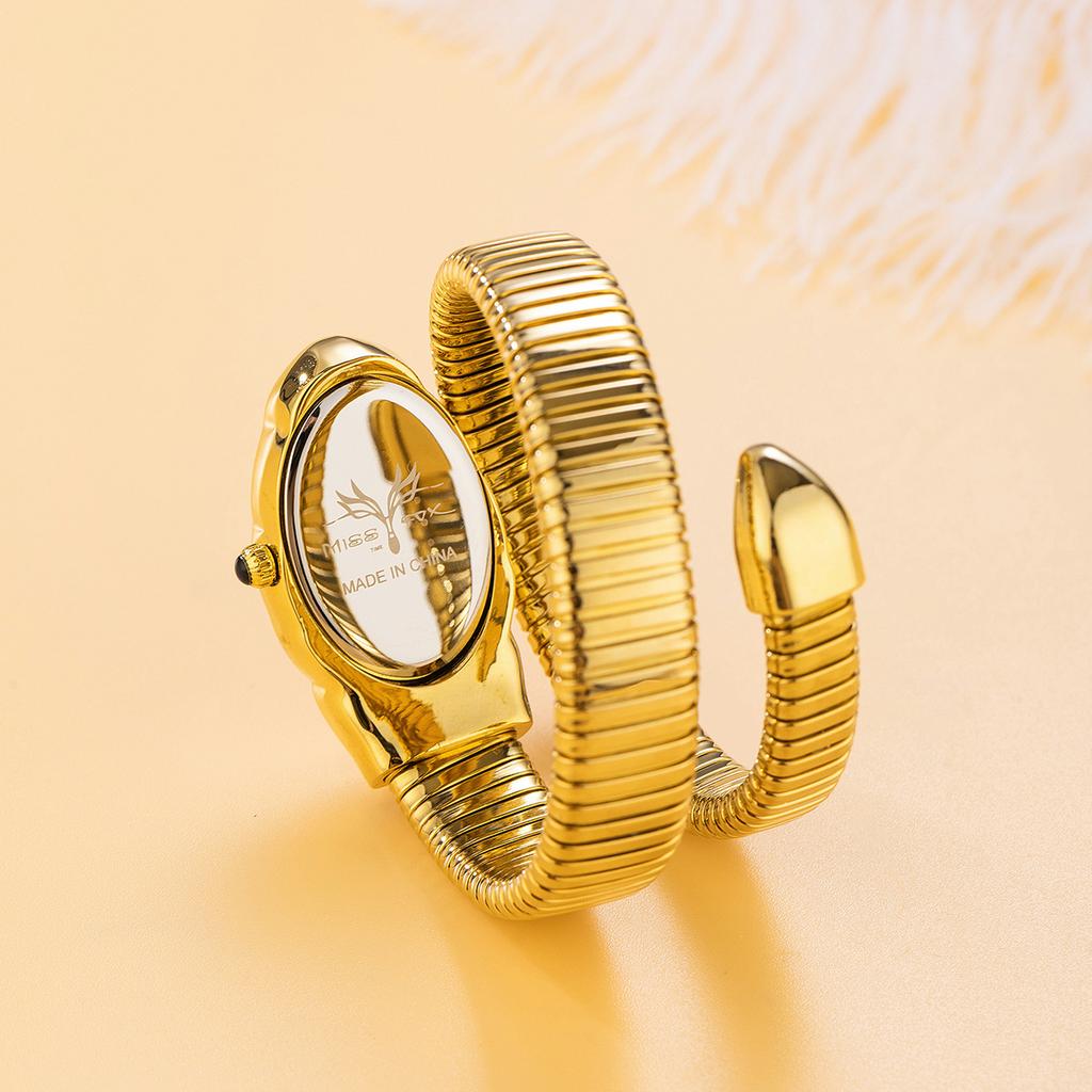 MISSFOX Женские часы-браслет Змея из нержавеющей стали Модные Золотые Женские часы Часы Роскошные Женские Наручные часы Водонепроницаемые часы