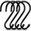 4 Pack Large S Hooks for Hanging Heavy Duty, 6 inch Non Slip Vinyl Coated Metal Closet S Hooks for Hanging Kitchen Utensil Pot Pan Cups Clothes Jeans