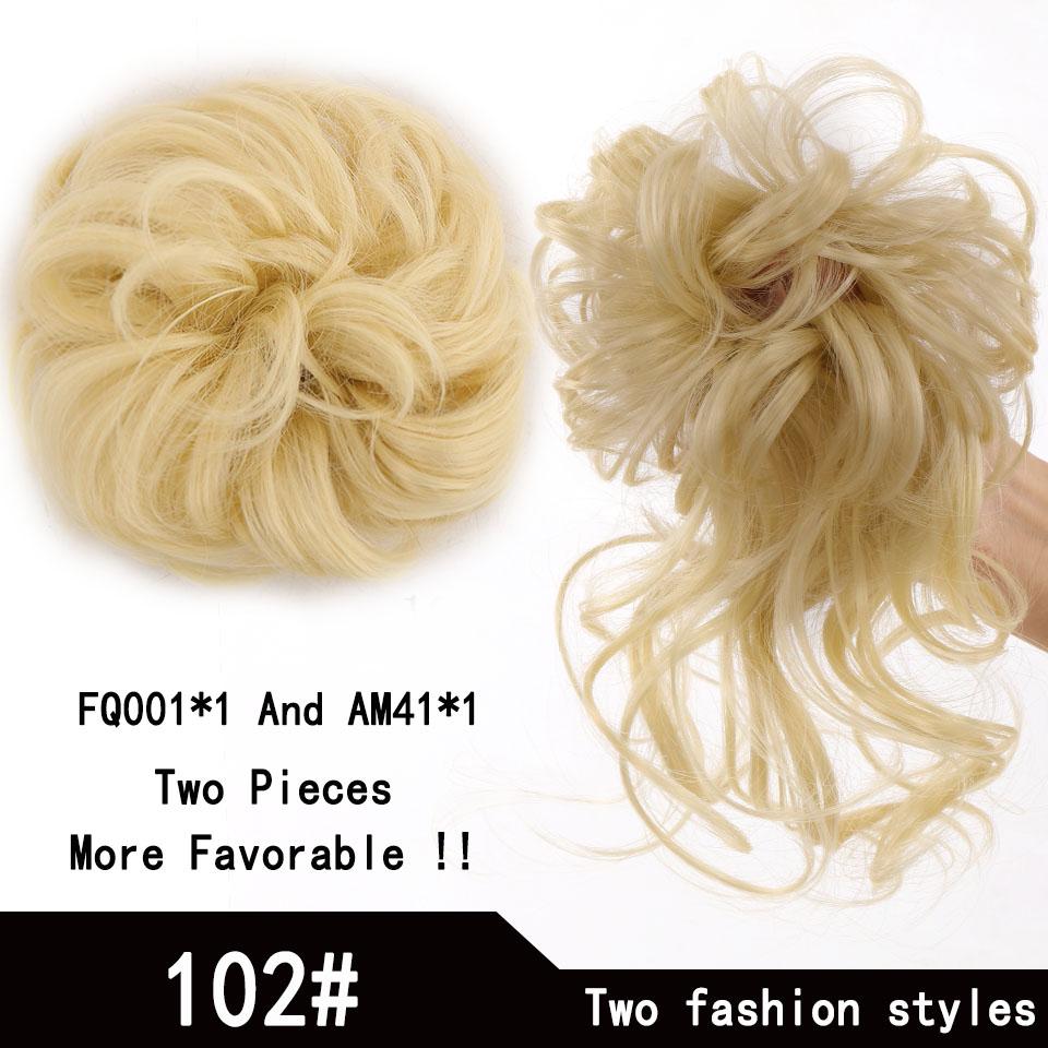 Short Messy Fluffy Chignon Donut Hair Bun Pad Elastic Hair Rope Rubber Band Synthetic Ponytail Hair Extension