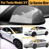 Для Tesla Model 3/Y Автомобильное Зеркало Заднего Вида Текстура Углеродного Волокна Водотрансферная Печать Крышка Зеркала Боковая Задняя Часть Двери 2017-2024