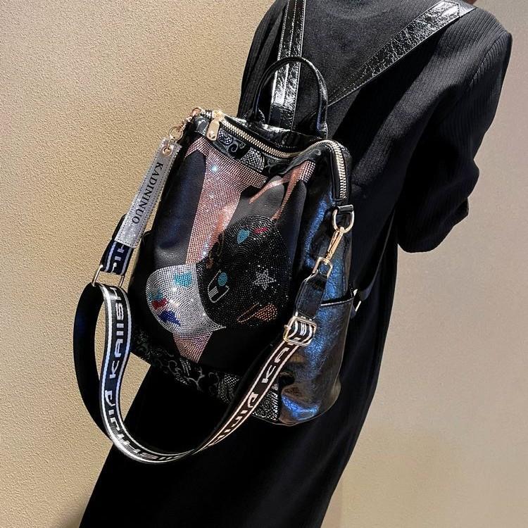 Fashionable Women's Backpack Versatile and Premium Backpack Large Capacity Casual Hot Diamond Shoulder Bag Fashion CLE