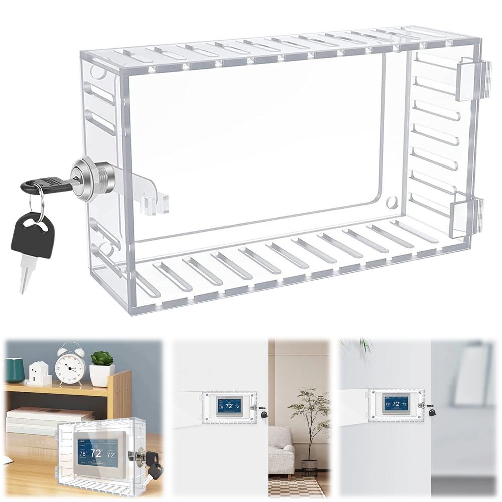 Thermostat Lock Box with Key Clear Large Thermostat Cover Acrylic Thermostat Guard AC Lock Box Cover for Home Thermostat On Wall