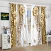 2 Pieces of Vintage Gold Diamond Roses Printing Curtain - Polyester Material - Suitable for Bedroom Living Room Study Room Anti-