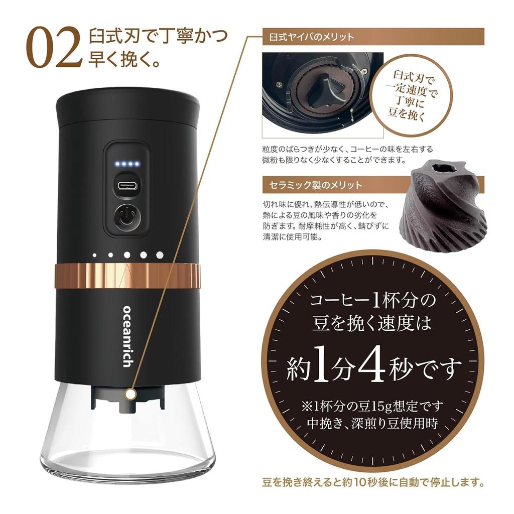 Oceanrich Электрическая кофемолка G2C Пуровер X7 Комплектное издание Тип C Перезаряжаемая Беспроводная Тип Кофемолка Кофеварка Компактная Для использования на открытом воздухе Oceanrich