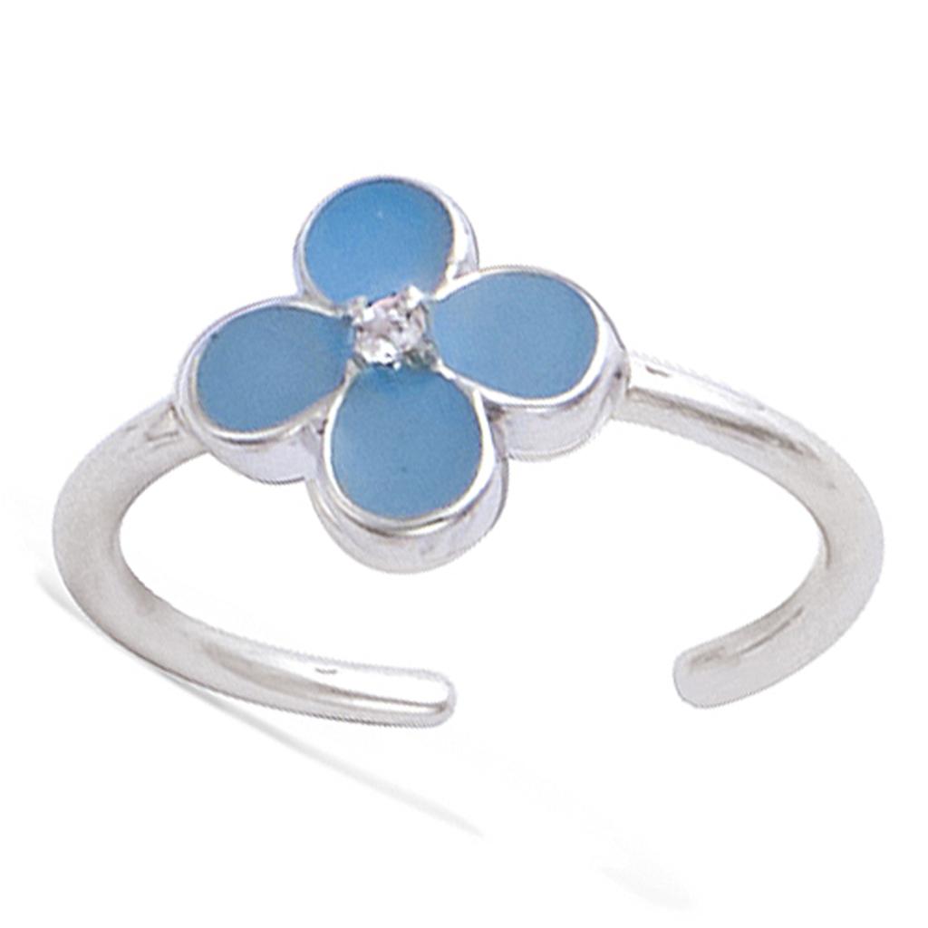 Children's Silver Ring 'Flora' Blue (rhodium-plated) - 9x9x Mm