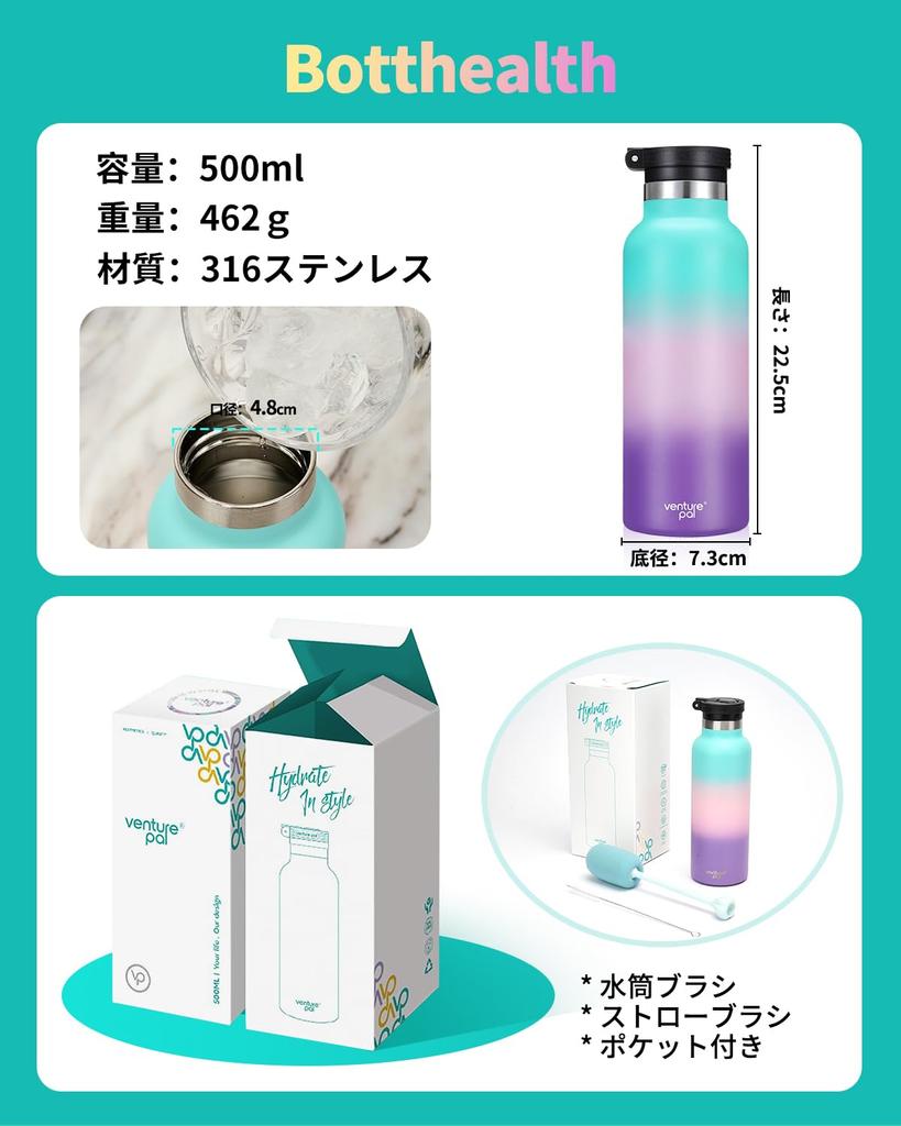 Cold Insulated Water Bottle 500ml Straw Water Bottle Vacuum Insulated Stainless Steel Thermos Lightweight Portable Leak Proof Bottle Gradient Matte