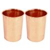 Pure Copper Set of 2 Hammered Glass Tumbler for Use Drink Water Home Restaurant Hotel Kitchen Good Health Benefits Yoga Ayurveda, Volume 300 ML