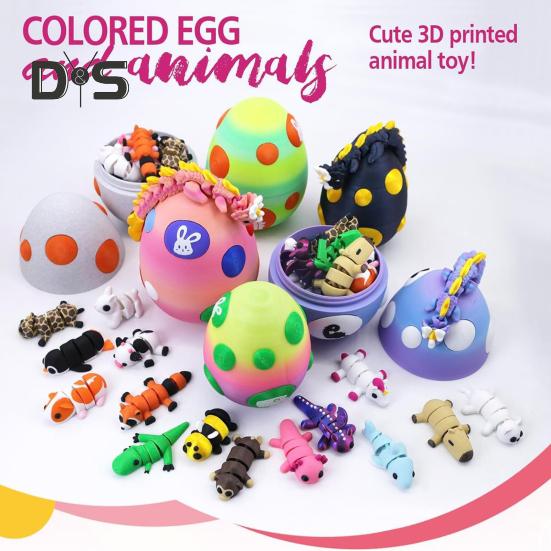 Яйцо дракона с мини-животными, 3D-печатные шарнирные фигурки животных внутри яйца, карманная игрушка для питомца, игрушка для детей, подарок, пасхальная корзина, наполнители