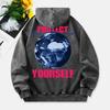 Protect World Wide Yourself Washed Hoodies Women Planet Prints Cotton Hoodie Pocket Oversize Winter Womans Clothes