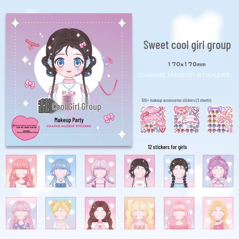 Xinmo Dress-Up Game Sticker Book: Energetic Princess Makeup for Little Girls
