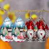 Red Car House Snowflake Print Waterdrop PU Earrings for Women Girls Bearded Dwarf Cartoon Party Decorations Ornaments Christmas Gifts