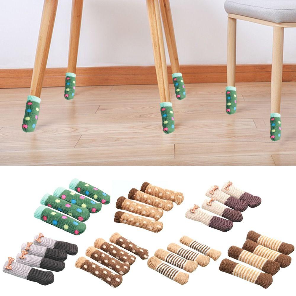 4Pcs New Elastic Furniture Socks Thickened Anti scratch Knitted Socks Wear-resistant Non Slip Furniture Booties Home