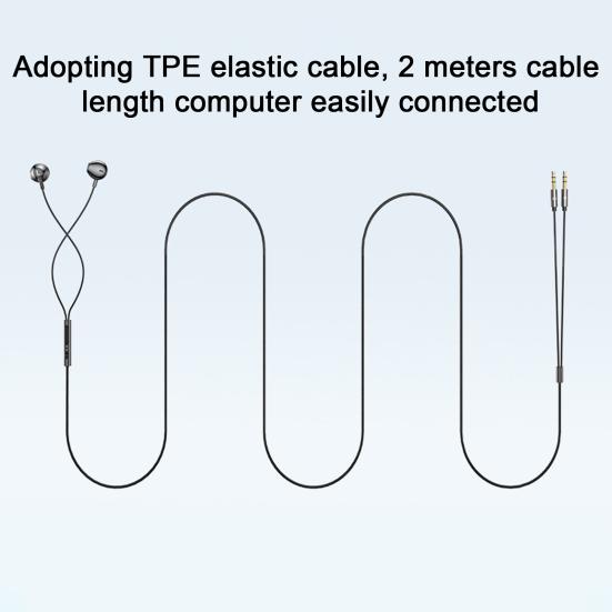 Проводные наушники с микрофоном, двойной штекер 3,5 мм, полувкладыши, шумоподавление, управление линией, запись потоковой передачи в реальном времени, игровые наушники-вкладыши
