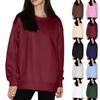Women's Fashion Solid Color Round Neck Long Sleeve Loose Pullover Sweatshirt Top