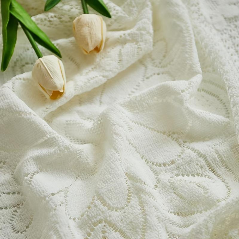Elegant Vintage White Lace Tablecloth -Nordic Style Cover for Round and Square Tables, Sofas, and Appliances, Machine-Made with Floral Pattern