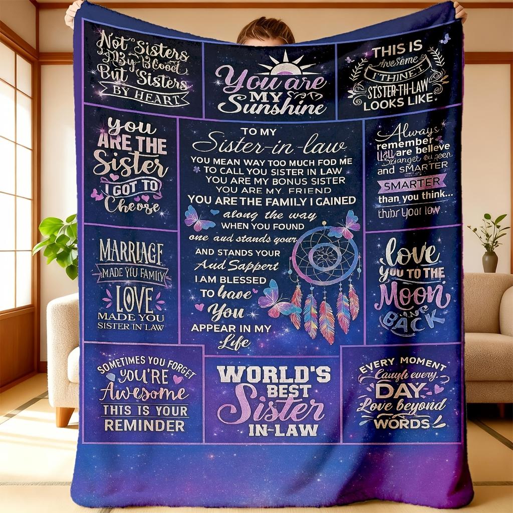 1pc Creative Blanket for Sister-In-Law'S Best Birthday Throw Flannel Multicolor Machine Washable for Sister-In-Law Blanket