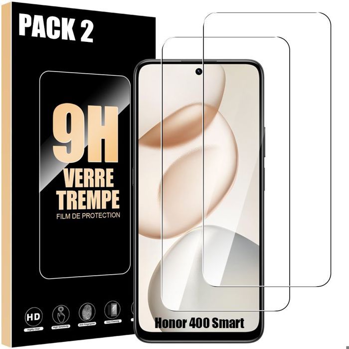 2 Verre Trempé pour Honor 400 Smart 4G/5G, Protection d'écran Anti-Rayures 9H Transparent