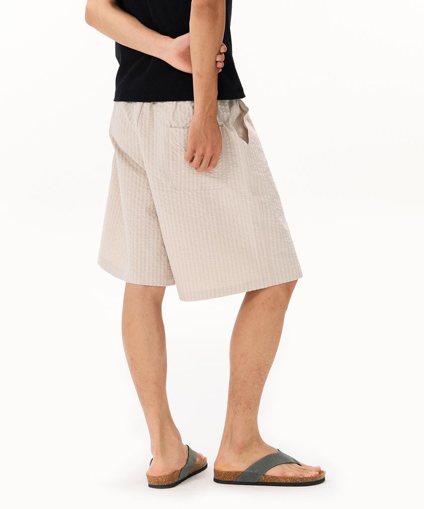 LXT Seersucker Check Double-Pleat Half Pants [Beige]