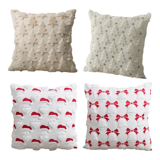 Christmas Pillowcase Festive Decorative Pillow Cover with Christmas Tree Bells Santa Claus Pattern Holiday Home Decor