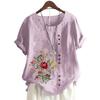 Fashionable Women's Short Sleeve Cotton Top with 11 Colorful Floral Designs