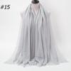 New Fashionable Women's Long Crinkled Cotton Linen Scarf with Tassel Edge - Solid Color Shawl