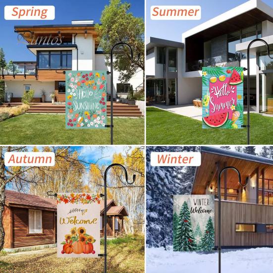 Подставка для флага в саду, многофункциональный держатель для флага во дворе с крючком для пастуха, толстая металлическая сегментированная подставка для флагштока для кормушек для птиц на открытом воздухе, флаги