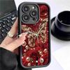 Черный Чехол-бампер с золотыми бусинами-бабочками для iPhone 15/16/17 Pro Max