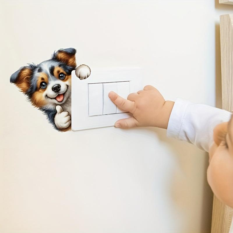 Adorable Dog Pattern Stickers for Ceramic Surfaces Self-Adhesive Decorative Lightly Glossy Animal Themed Toilet Seat Cover Art with Unique Design