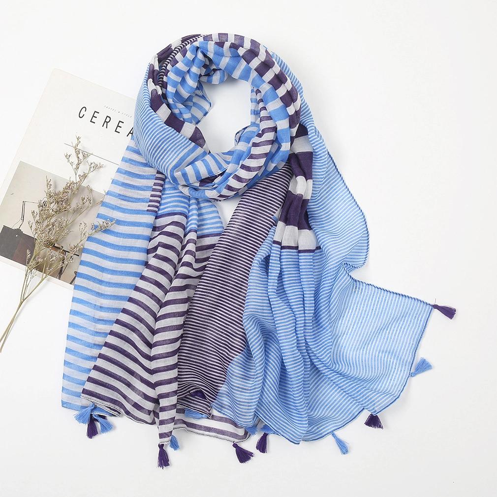 Color Printed Tassel Scarf Bohemian Stitching Shawl Seaside Travel Vacation Sunscreen