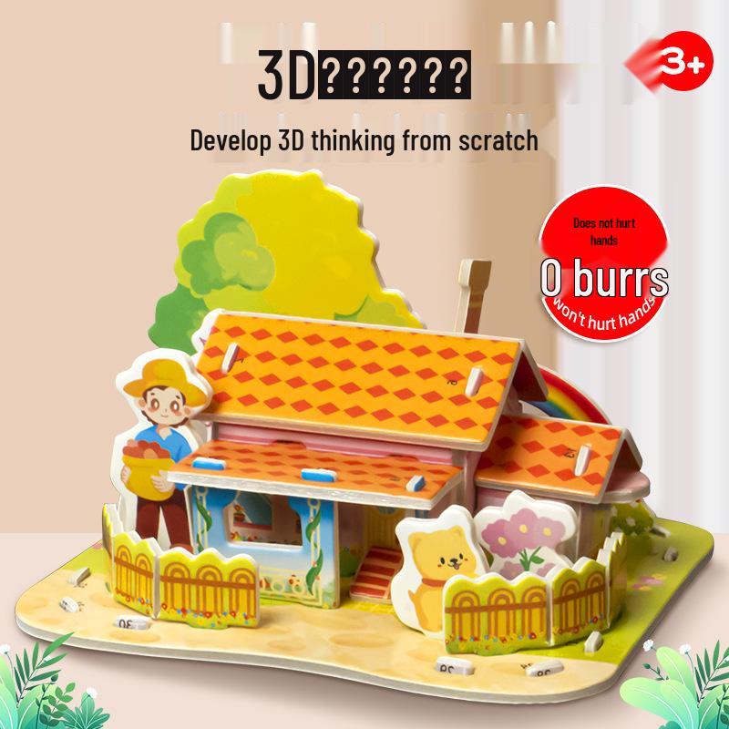 3D Стереоскопический Домик-Пазл DIY для Детей 3-6 лет - Образовательная Бумажная Поделка