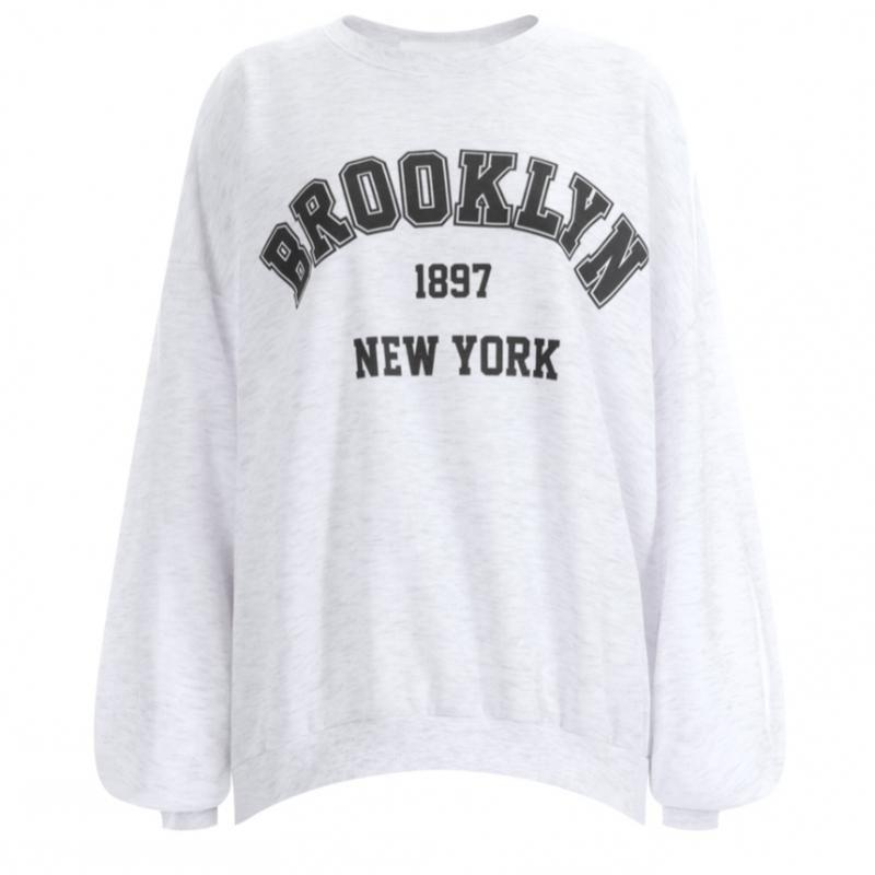 Shop Women Oversized Printed Sweatshirt Gray Tss Wsh 11853