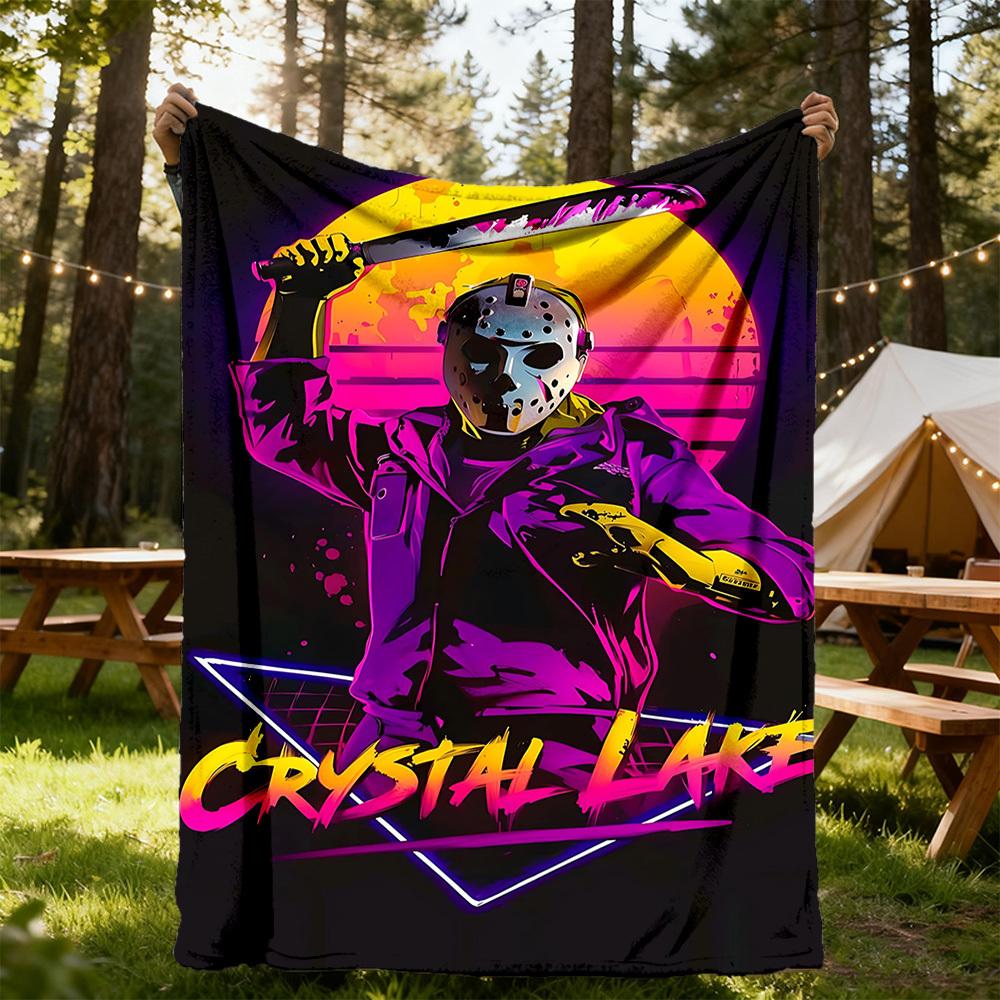 1pc Friday the 13th Outdoor Blanket Lightweight Flannel, All-Season Use for Sofa, Bed, Travel, Camping, Living Room, Office, Couch094