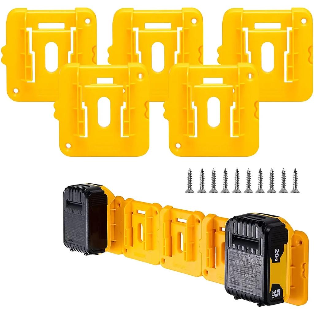 New 5Pcs Battery Holder Compatible with 20V Battery Plastic Lithium Battery Dock Holder Heavy Duty Battery Mount Hanger