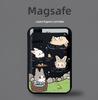 Магнитный кожаный держатель для карт «Кролик в шляпе», совместимый с MAGSAFE для телефонов Apple