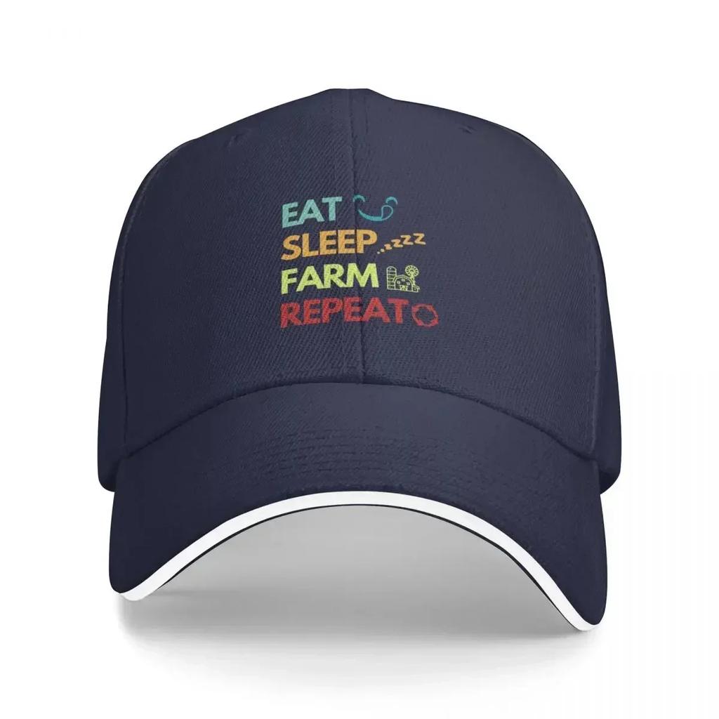 Eat sleep farm repeat Farm quote Baseball Cap tea Hat Bobble Hat Unisexs Caps Womens