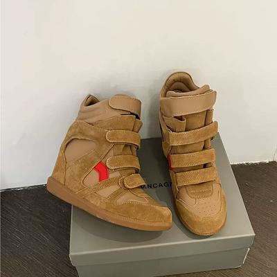 Бренд Зимние Женские Короткие Ботинки 6 см Клиновидный Каблук Высокий Верх Спортивная Обувь Нескользящие Толстые Снежные Ботинки Модная Толстая Подошва Женская Обувь