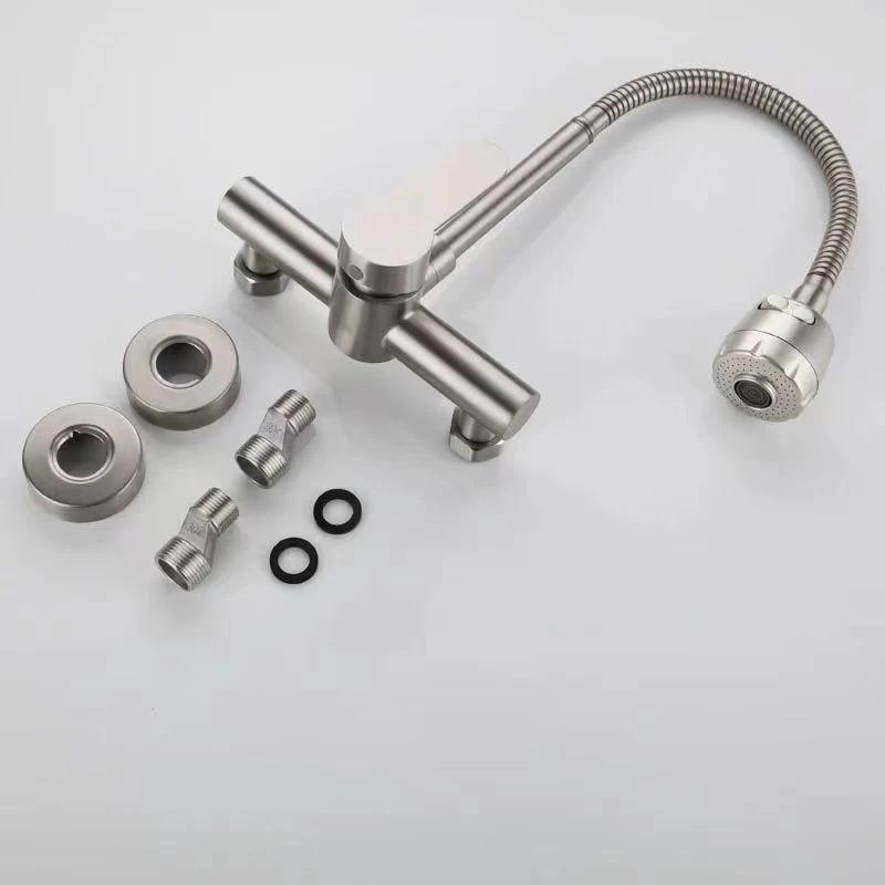 Встраиваемый кухонный смеситель из нержавеющей стали, смеситель для раковины, настенный, с одним отверстием и двумя отверстиями, кран для горячей и холодной воды