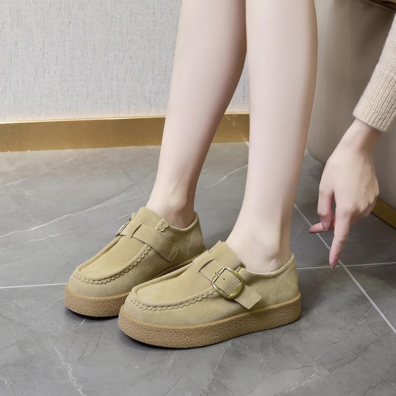 Женские лоферы из натуральной кожи, женская обувь, весенние новые матовые кожаные повседневные туфли, женские туфли на платформе с ремешком и пряжкой