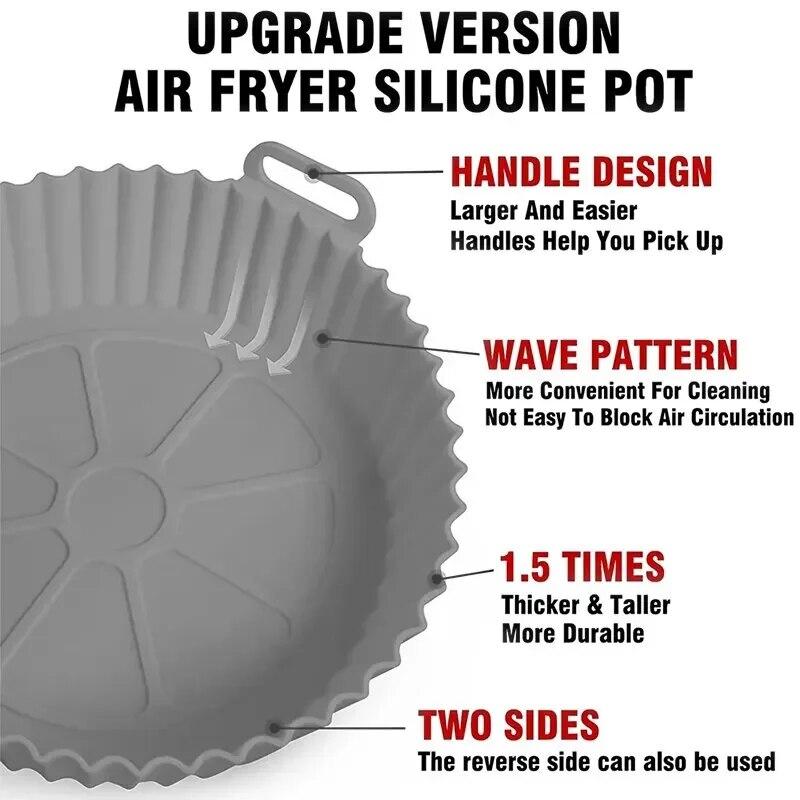 WIKHOSTAR Silicone Air Fryers Oven Baking Tray Pizza Fried Chicken Airfryer Silicone Basket Reusable Airfryer Pan Liner Accessories