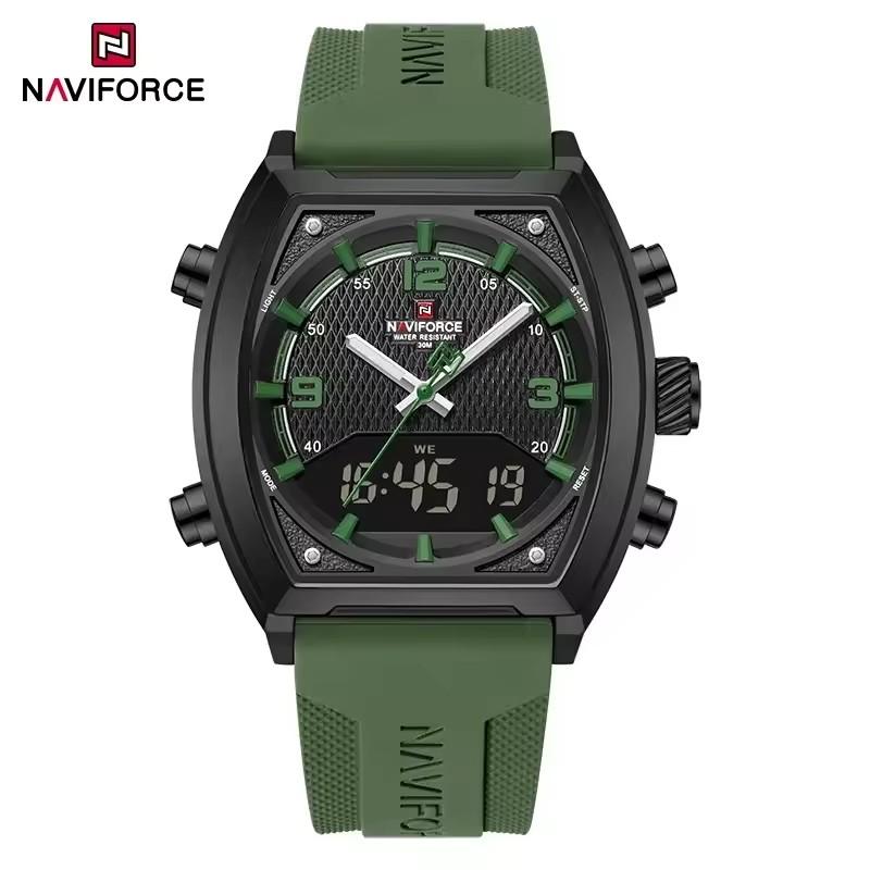 NAVIFORCE NF9242 9242 Мужские Кварцевые Часы Спортивные Водонепроницаемые Силиконовый Ремешок Повседневные Цифровые Часы Модные Роскошные Наручные Часы для Мужчин