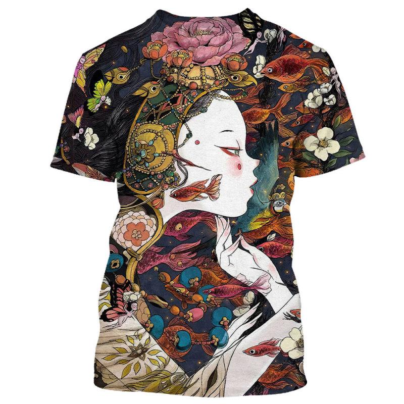 Мужская футболка японских гейш-самураев с круглым вырезом, повседневные топы с короткими рукавами, мужская одежда, летняя уличная одежда больших размеров в стиле Харадзюку