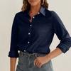 Европа и США 2025 новая рубашка простая свободная блузка с длинным рукавом модный отложной воротник повседневная женская одежда для работы