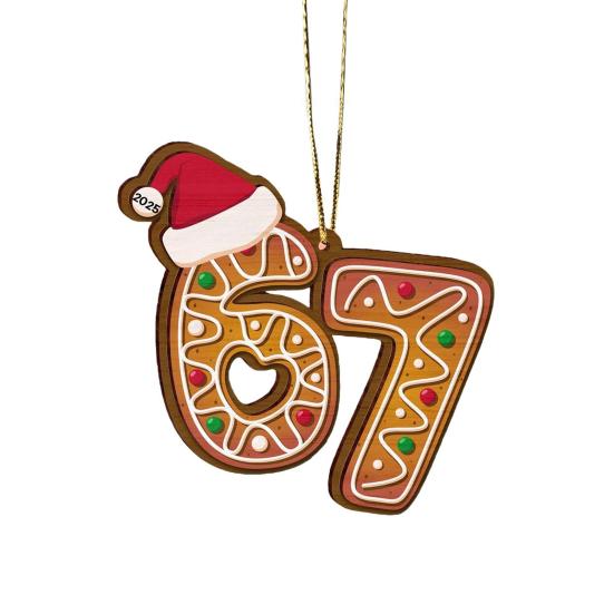 Christmas 67 Acrylic Ornament Six Seven Gingerbread Ornaments Funny 67 Meme Xmas Tree Decorations for Holiday Party Decor