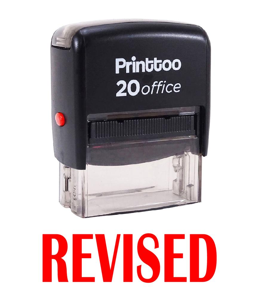 Printtoo Rubber Stamp Office Stationary REVISED Self Inking Custom