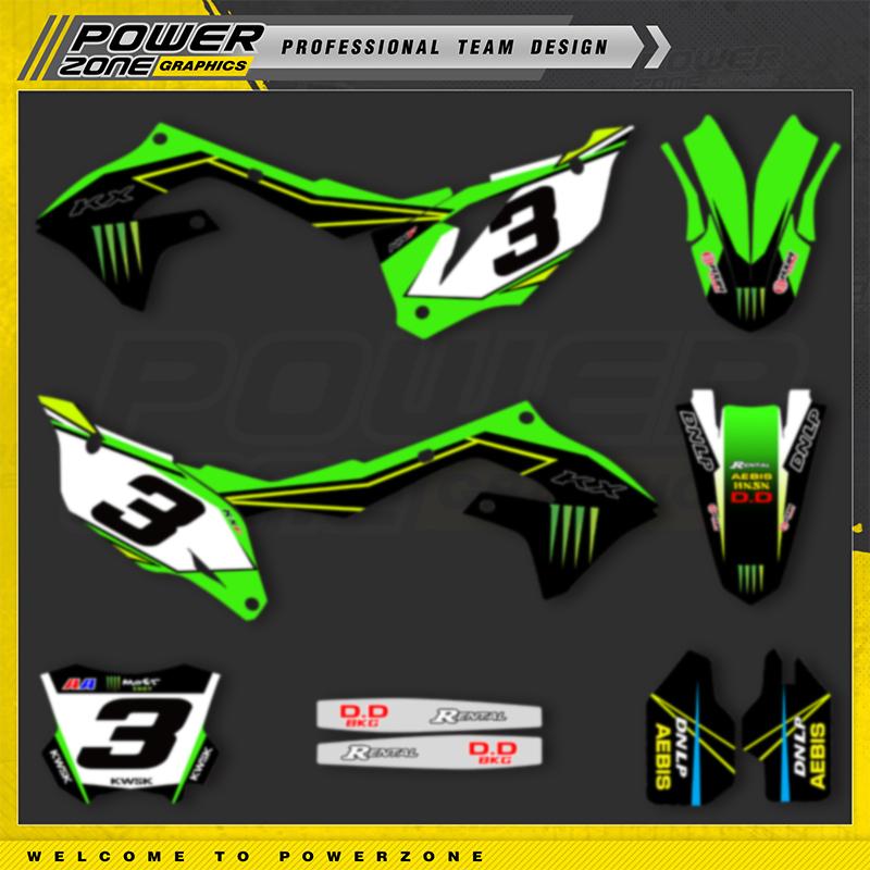 PowerZone Индивидуальный командный комплект виниловых наклеек для Kawasaki 2019-2023 KXF KX450 2021-2024 KXF KX250 Мотоцикл 02