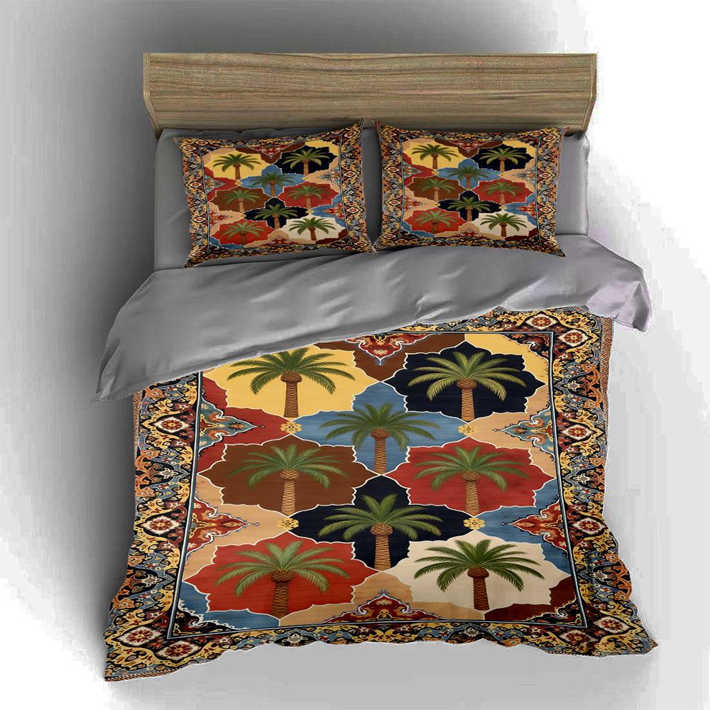 Palm, colorful, ornamental. Bedding Duvet cover sets Duvet covers Pillowcases gifts (1 * Duvet Cover 2 * Pillowcases, without duvet insert)