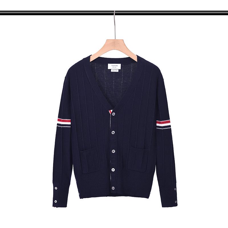 Мужской осенний кардиган из шерсти в полоску в корейском стиле 2025