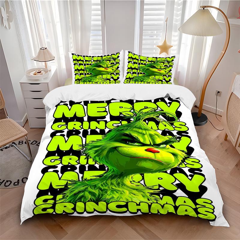Grinchmas Mood Bedding 3 Piece Set Hd Print Duvet Cover Pillowcases For Teens Adult Bedroom Decoration Christmas Gift C9211471