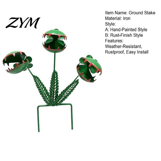 Eye Catching Terrace Ornament Venus Flytrap Garden Stake, Metal Carnivorous Plant Yard Art Ornament, Funny Piranha Stake Outdoor Lawn Patio Flower Bed